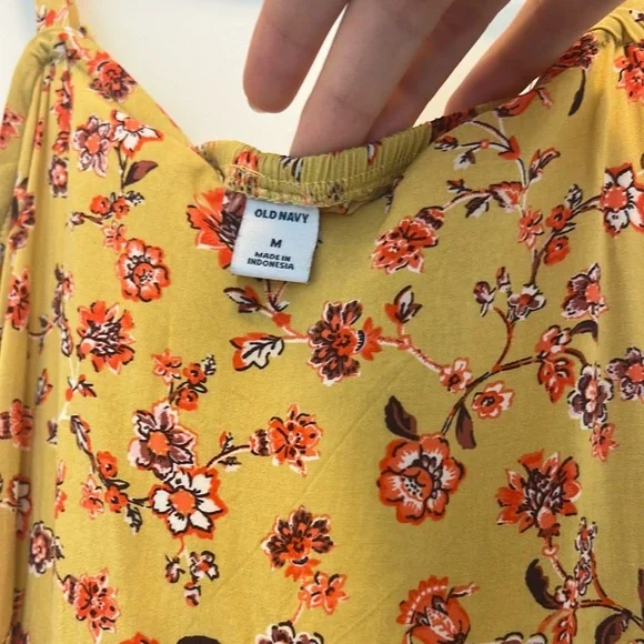 Old Navy Mustard Dress with Red Floral Print - Picture 2 of 3